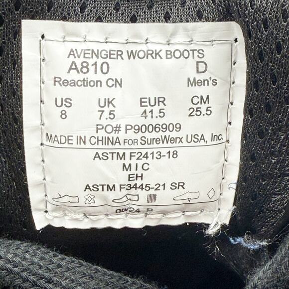 Avenger Mens Reaction SR CT Work Sneakers US 8 D EU 41.5 Black White NIB main image 11